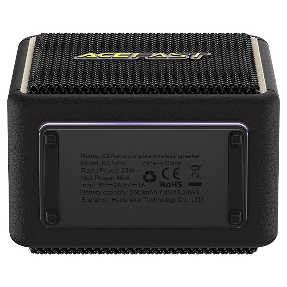Cassa Portatile Bluetooth Acefast K3 Nano, 1 x 30W - 1 x 16W, RGB, Impermeabile, Nera