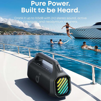 Anker SoundCore Boom 2 Pro Portable Bluetooth Speaker, 140W, TWS, RGB, Waterproof, Black A3134A11