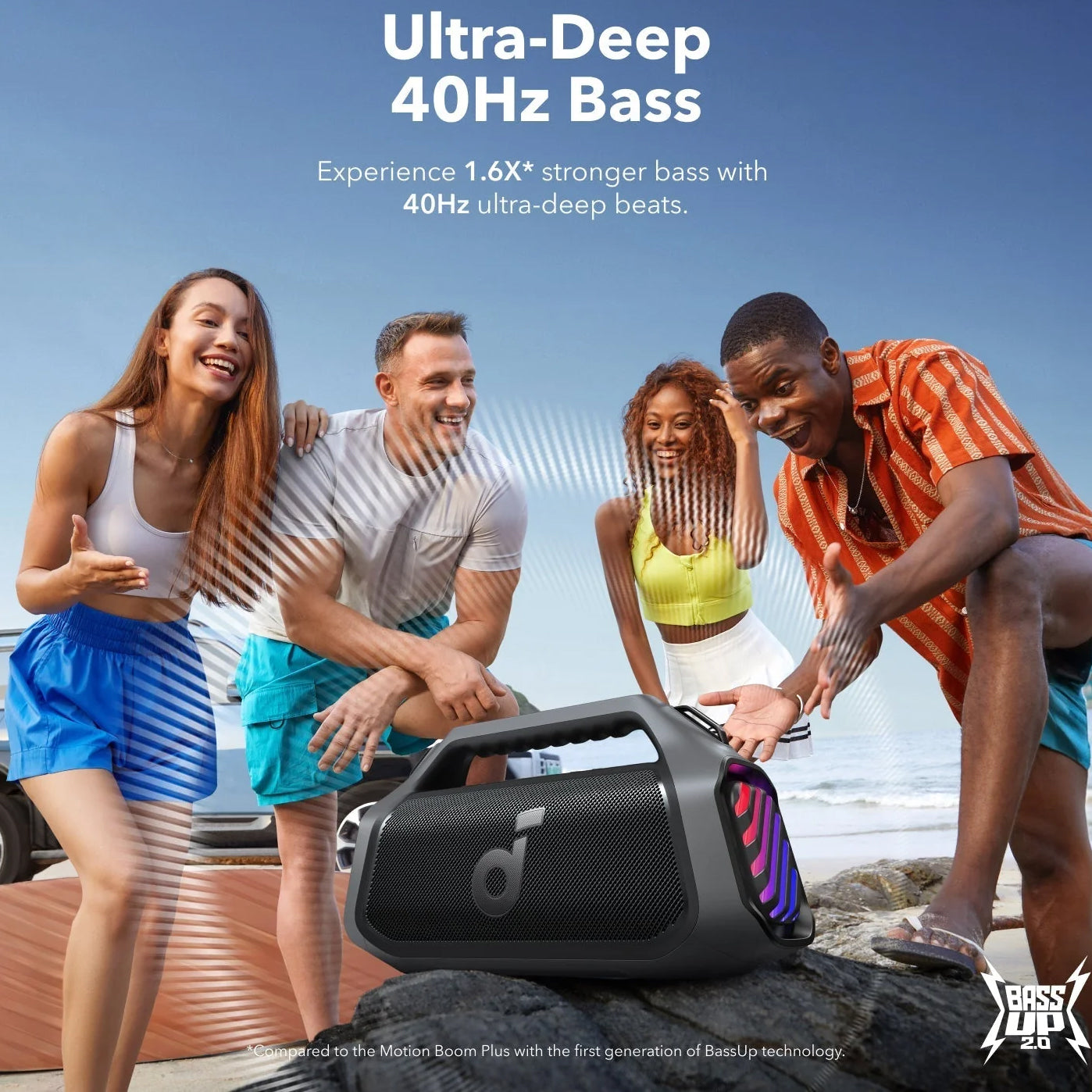 Cassa Portatile Bluetooth Anker SoundCore Boom 2 Plus, 140W, TWS, RGB, Impermeabile, Nera A3134011