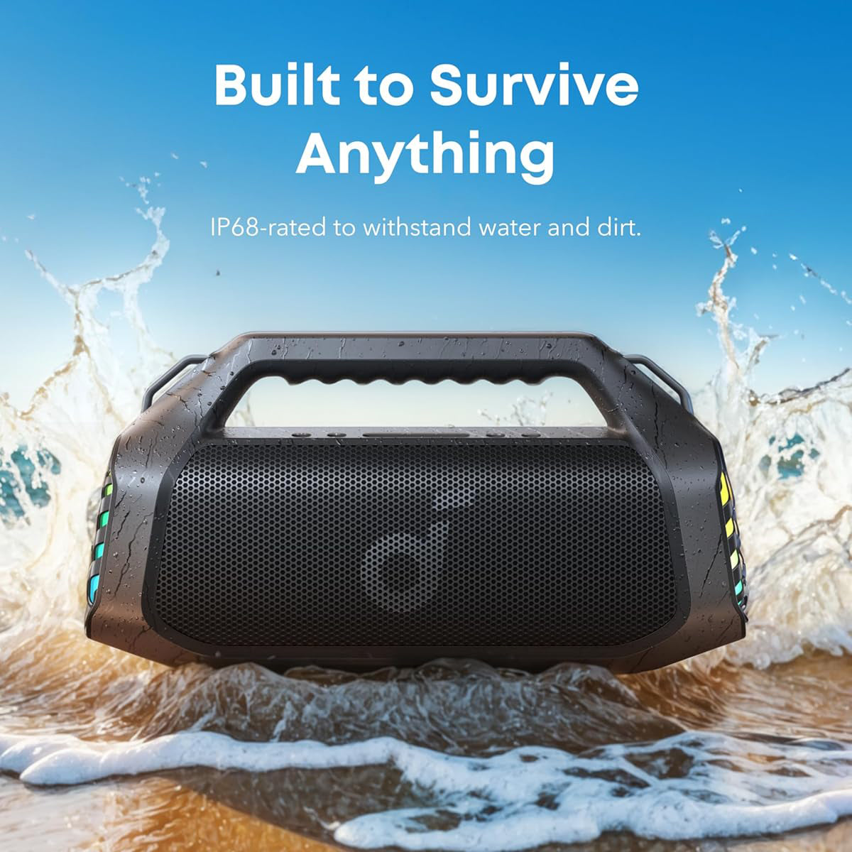 Anker SoundCore Boom 2 Pro Portable Bluetooth Speaker, 140W, TWS, RGB, Waterproof, Black A3134A11