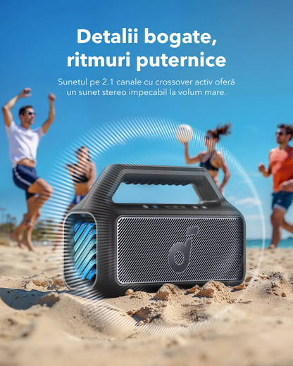 Cassa Portatile Bluetooth Anker SoundCore Boom 2 Nuova Versione, 80W, TWS, RGB, Impermeabile, Nera A3138012
