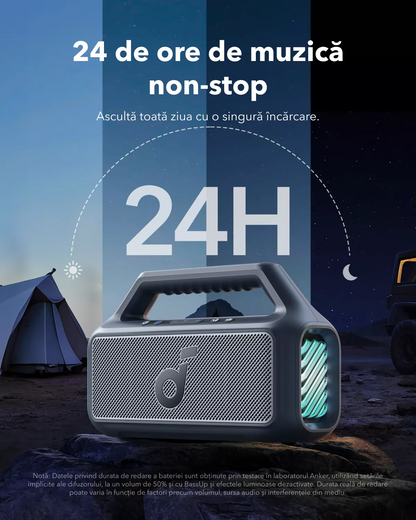 Cassa Portatile Bluetooth Anker SoundCore Boom 2 Nuova Versione, 80W, TWS, RGB, Impermeabile, Nera A3138012
