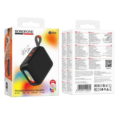 Altoparlante portatile Bluetooth Borofone BR106 Felicitous, 8 W, TWS, RGB, nero
