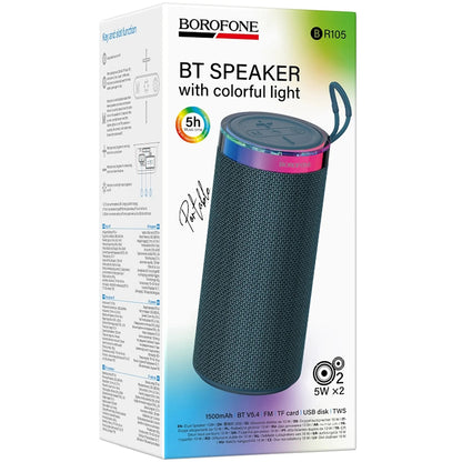 Altoparlante Portatile Bluetooth Borofone BR105 Loud, 10W, TWS, RGB, Blu Marino