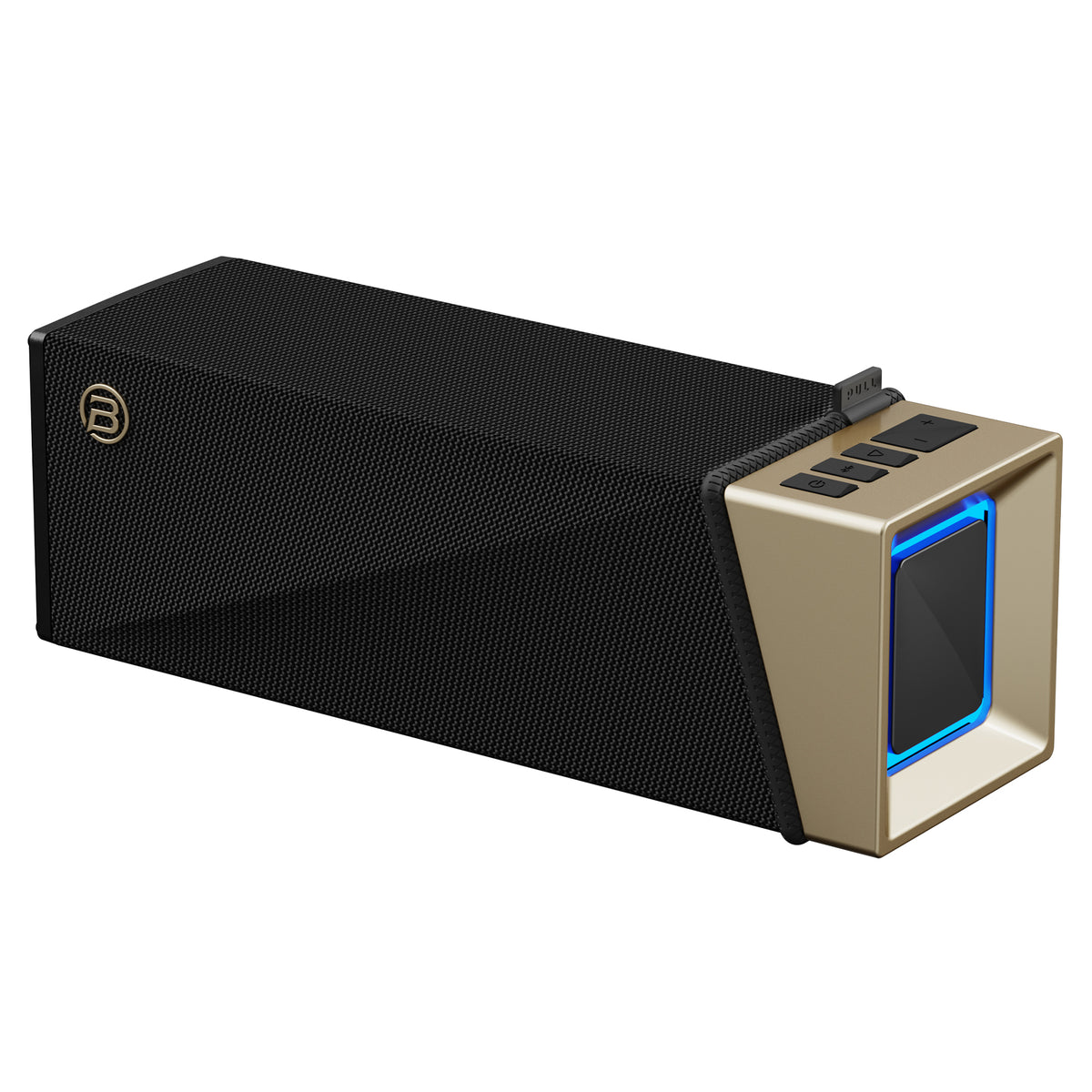 Bugani Brief TT Portable Bluetooth Speaker, 60W, RGB, Waterproof, Black Gold
