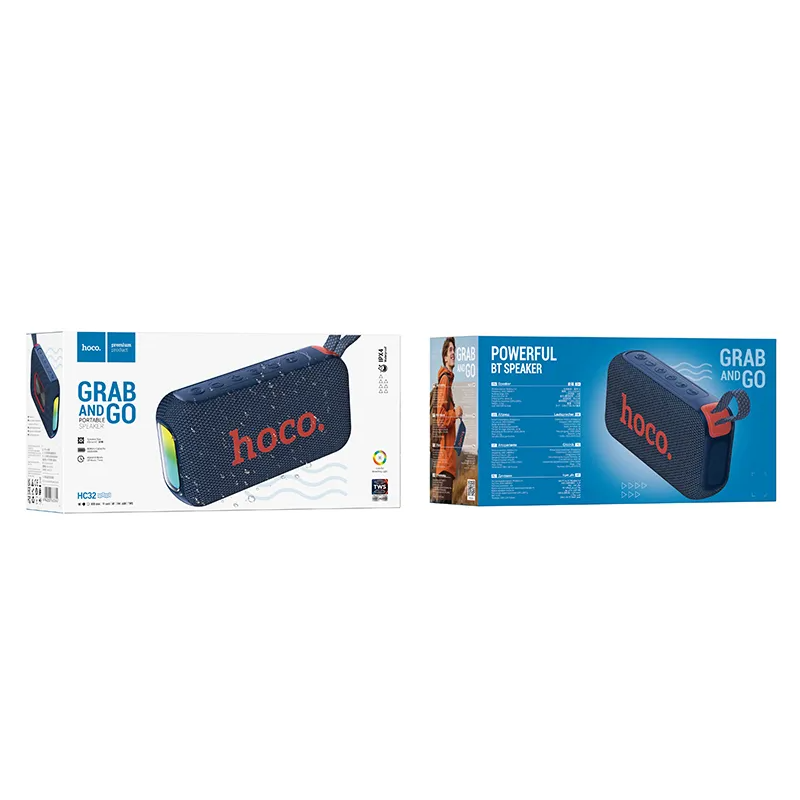 Cassa Portatile Bluetooth HOCO HC32, 2 x 10W, TWS, RGB, Blu Navy