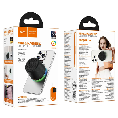 Altoparlante Portatile Bluetooth HOCO HC49 Mini Magnetic, 8W, TWS, Nero
