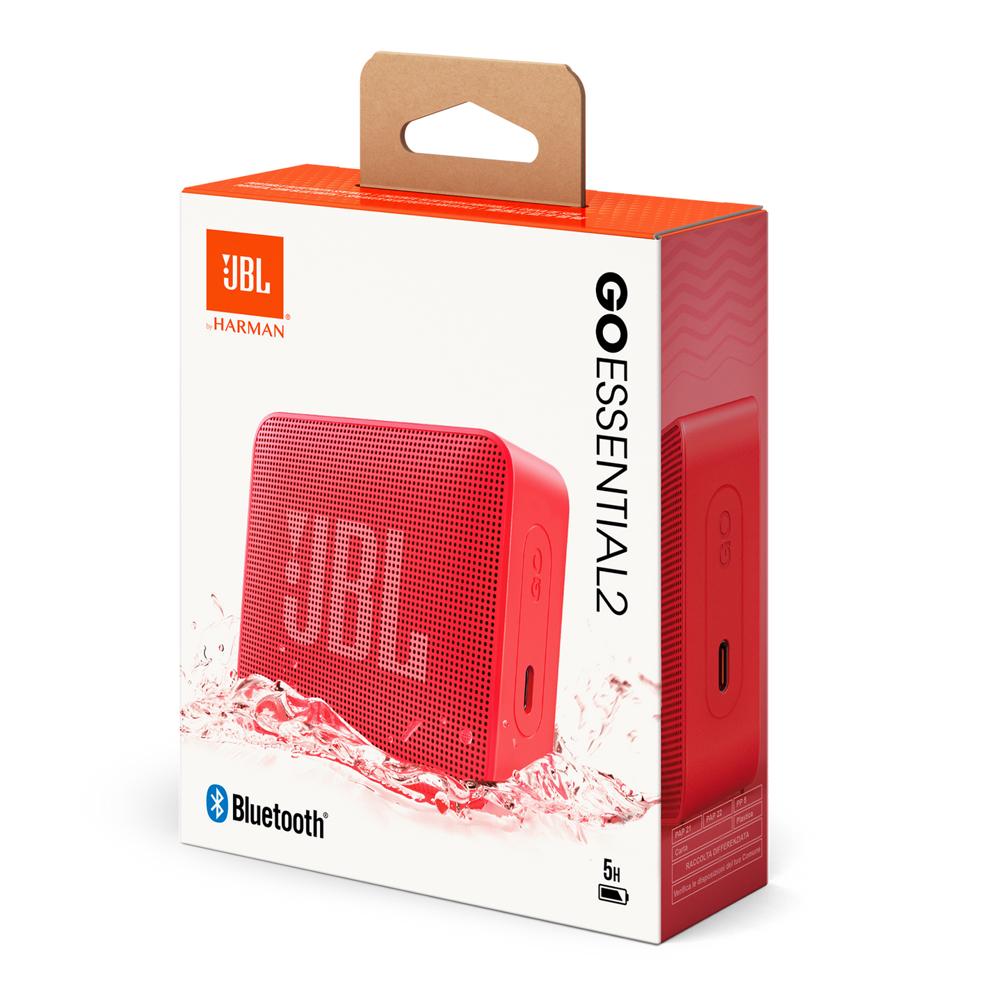 Cassa Portatile Bluetooth JBL Go Essential 2, 3.1W, Pro Sound, Impermeabile, Rossa JBLGOES2REDCN