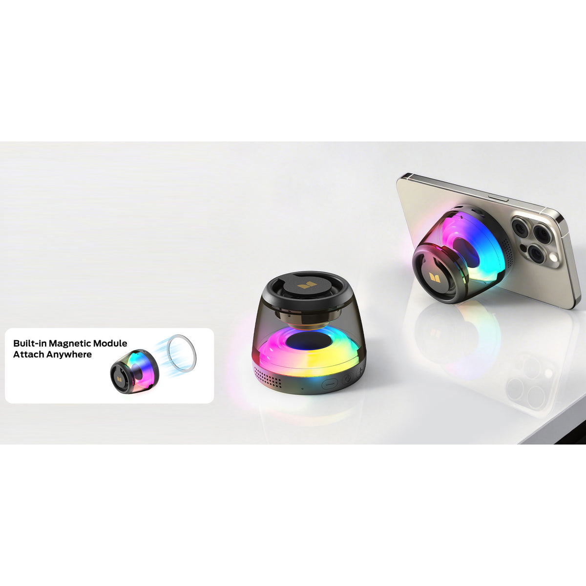 Monster Mag Flux Portable Bluetooth Speaker, 5W, TWS, RGB, Black