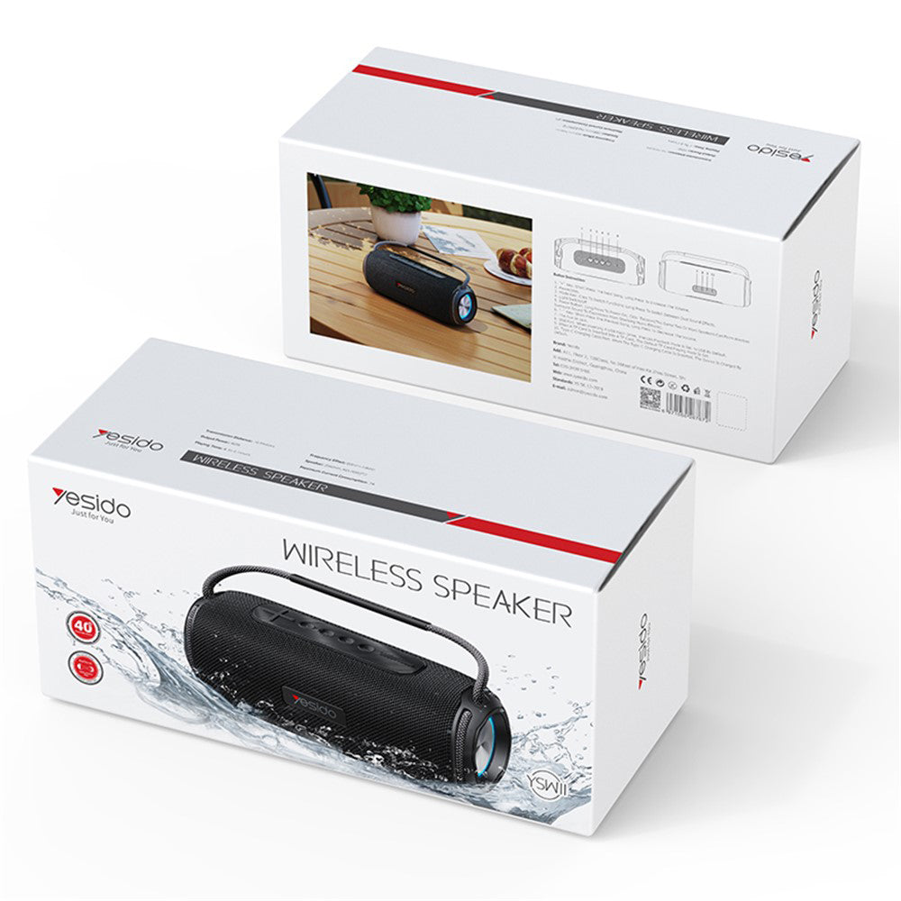 Yesido YSW11 Portable Bluetooth Speaker, 40W, RGB, Waterproof, Black