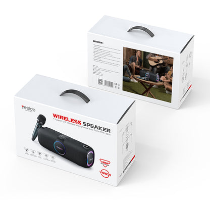 Cassa Bluetooth Yesido YSW21 Karaoke, 120W, RGB, Impermeabile, Nera