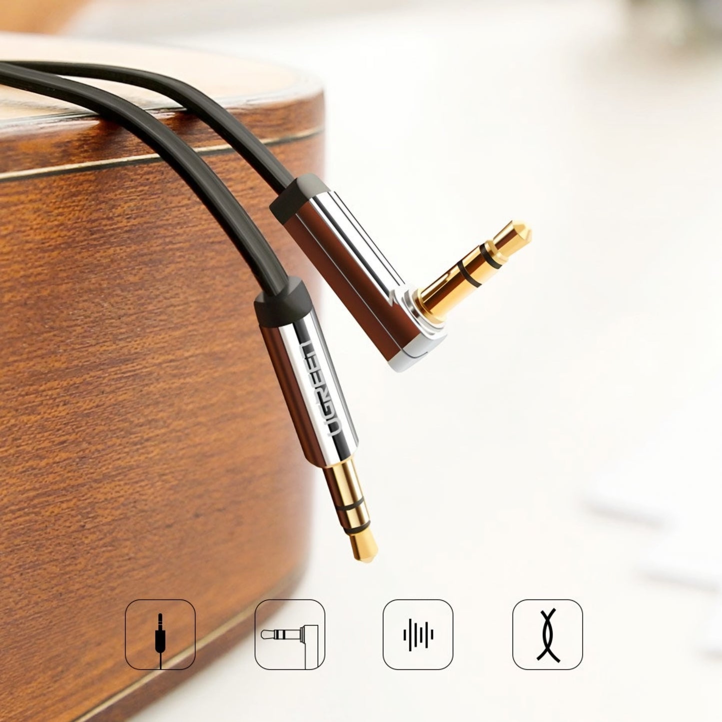 Cavo Audio 3.5mm - 3.5mm UGREEN AV119 Angled, 2m, Nero