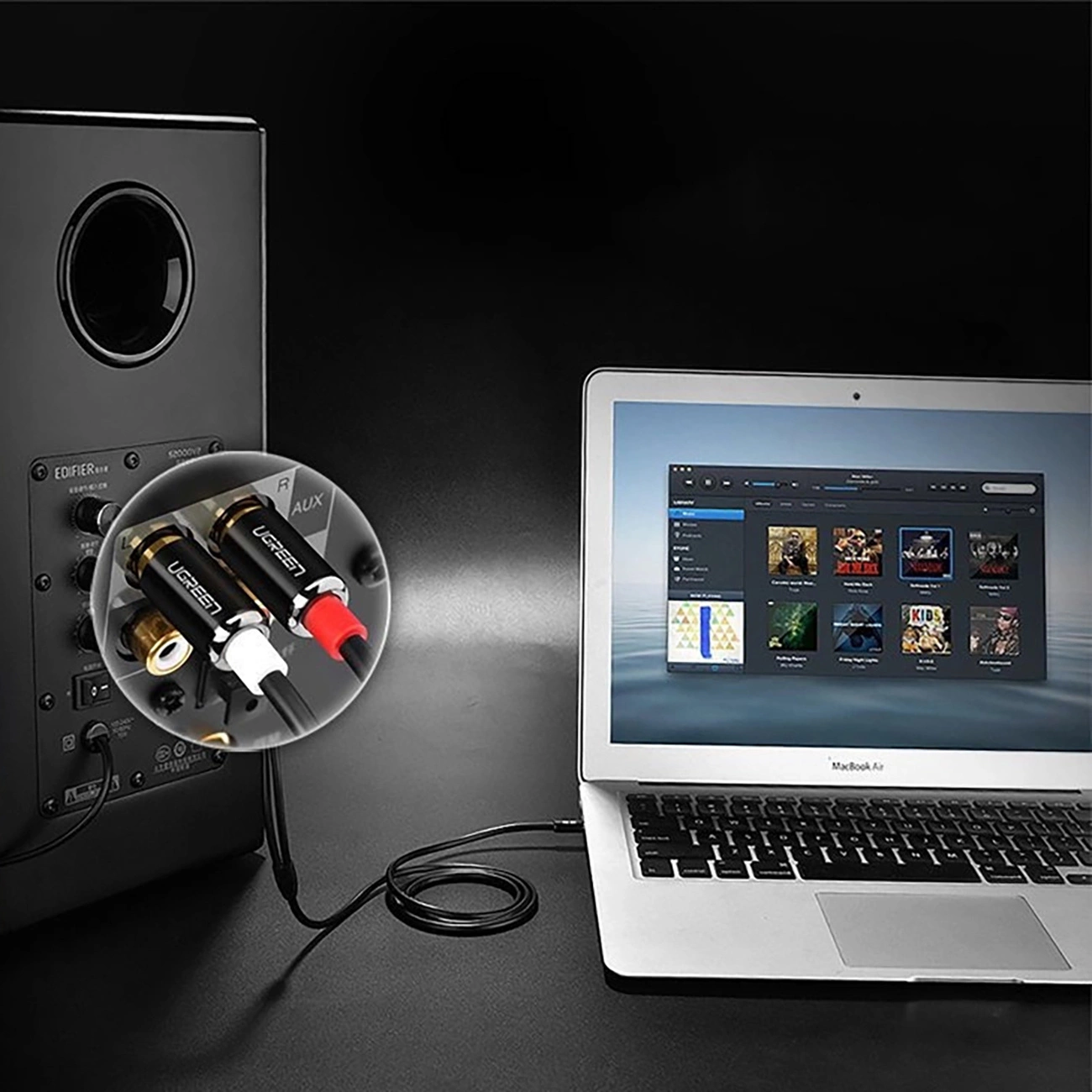 3.5mm Audio Cable - 2 x RCA UGREEN AV116, 1m, Black