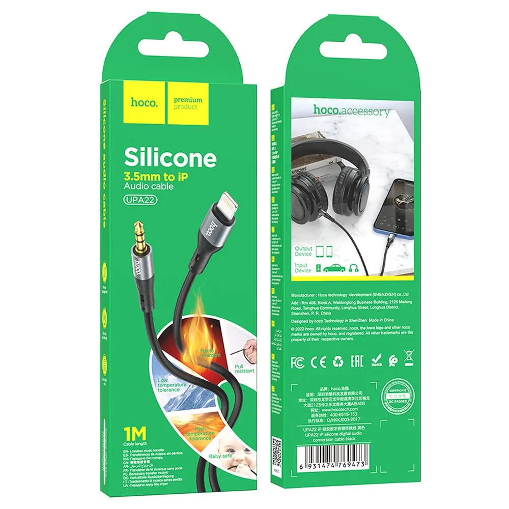 Lightning Audio Cable - 3.5mm HOCO UPA22, 1m, Black