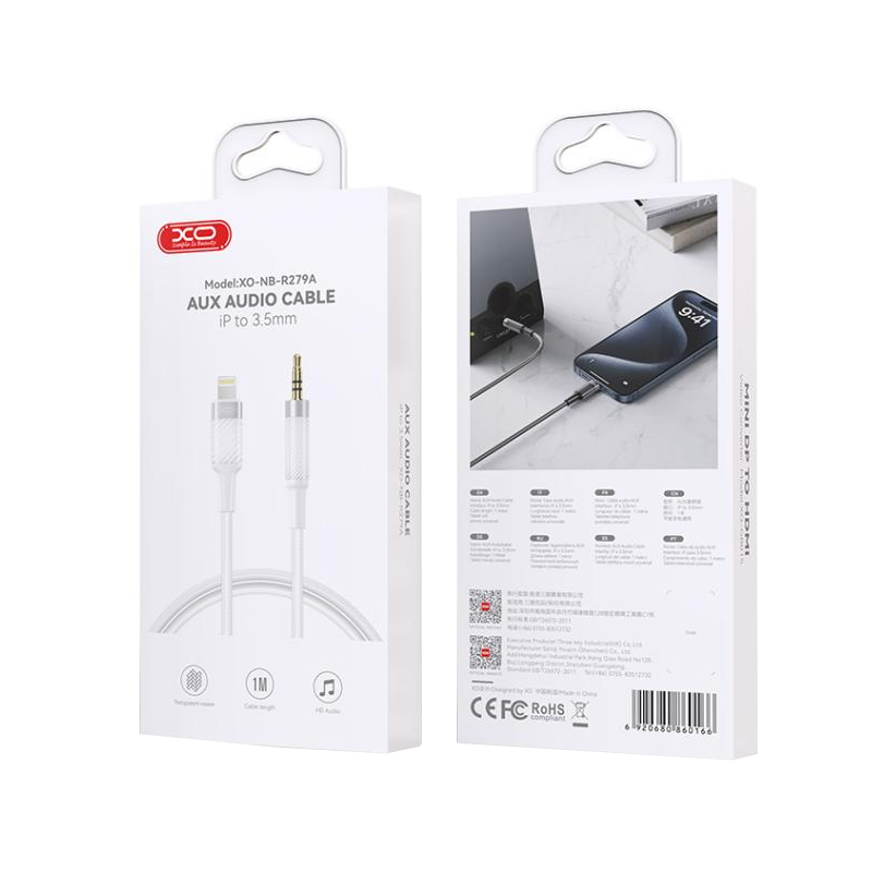 Cavo Audio Lightning - 3.5mm XO Design NB-R279A, 1m, Bianco