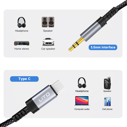 Cavo Audio USB-C - 3.5mm Lito LA01T, 1m, Nero