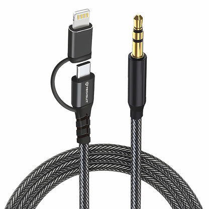 Cavo Audio USB-C / Lightning - 3.5mm Techsuit AC15 EchoSnap, 1m, Nero