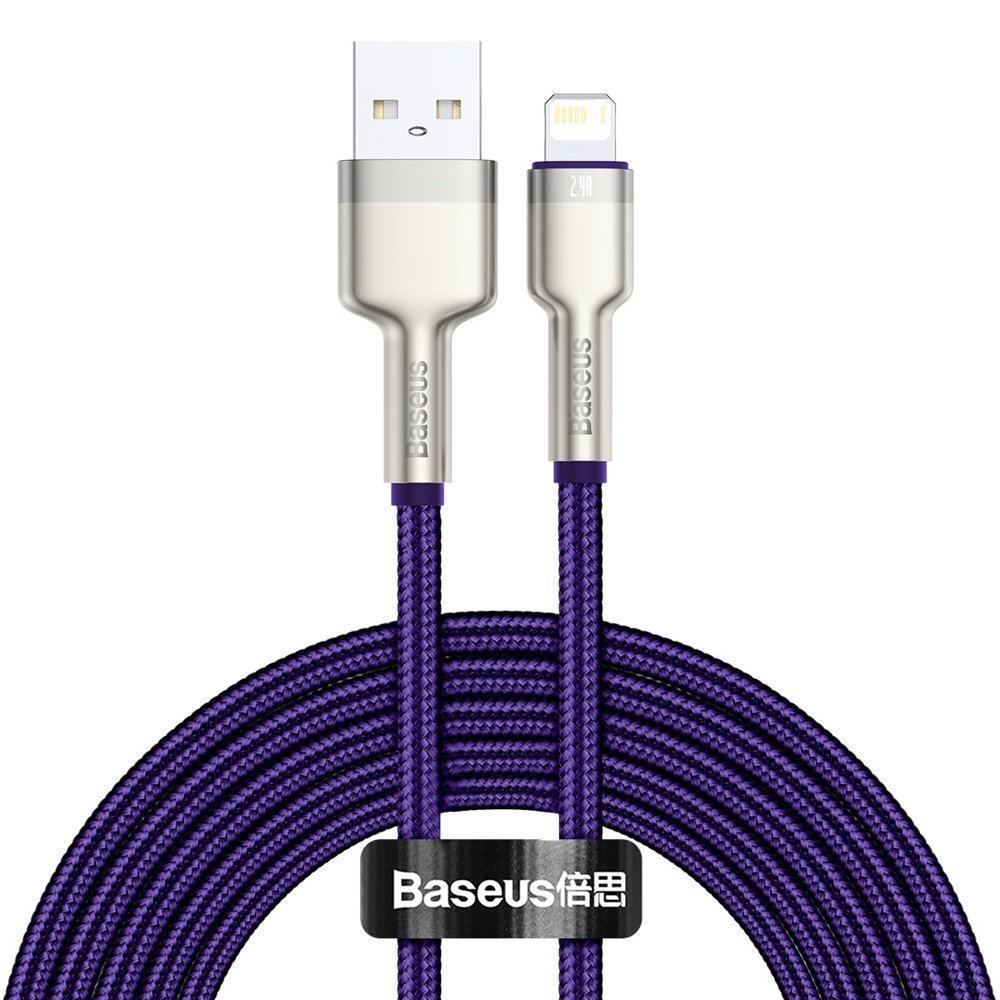 Cavo Dati e Ricarica USB-A - Lightning Baseus Cafule Metal Series, 18W, 2m, Viola CALJK-B05
