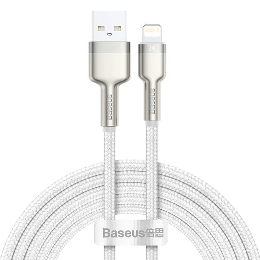 Cavo Dati e Ricarica USB-A - Lightning Baseus Cafule Metal Series, 18W, 2m, Bianco CALJK-B02