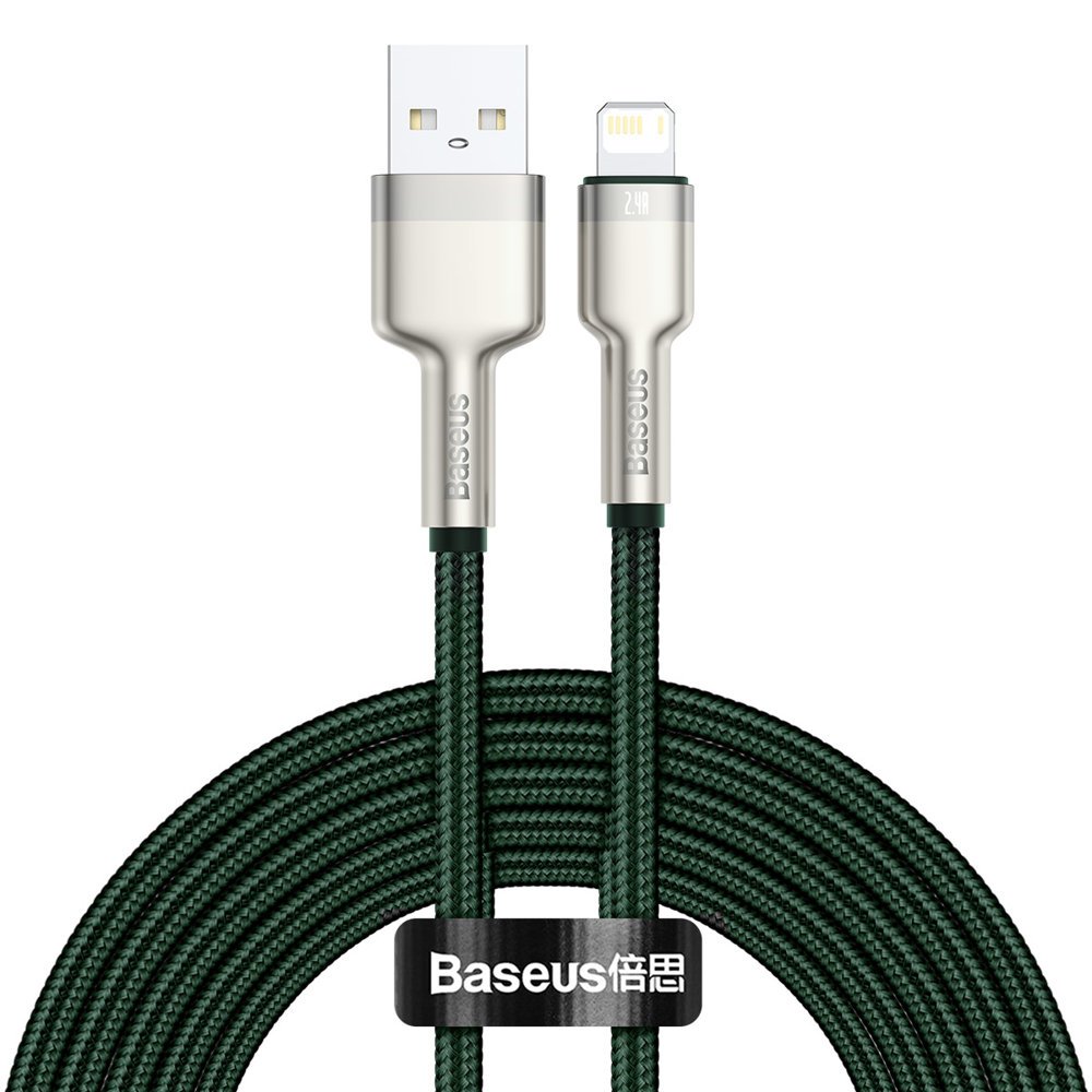 Cavo Dati e Ricarica USB-A - Lightning Baseus Cafule Metal Series, 18W, 2m, Verde CALJK-B06