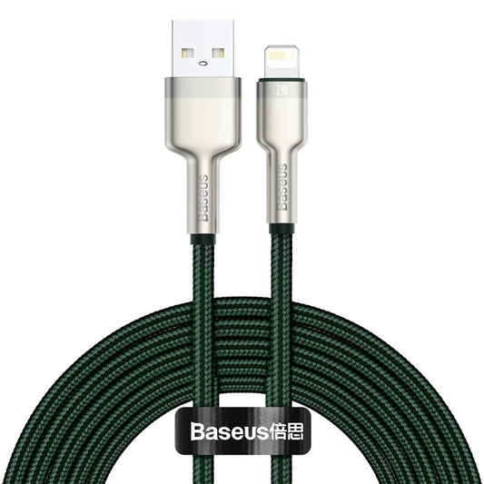 Cavo Dati e Ricarica USB-A - Lightning Baseus Cafule Metal Series, 18W, 2m, Verde CALJK-B06
