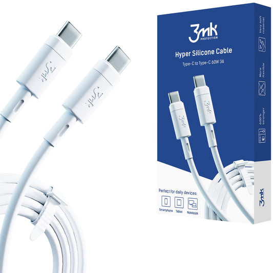 Cavo Dati e Ricarica USB-C - USB-C 3MK Hyper Silicone, 60W, 1m, Bianco