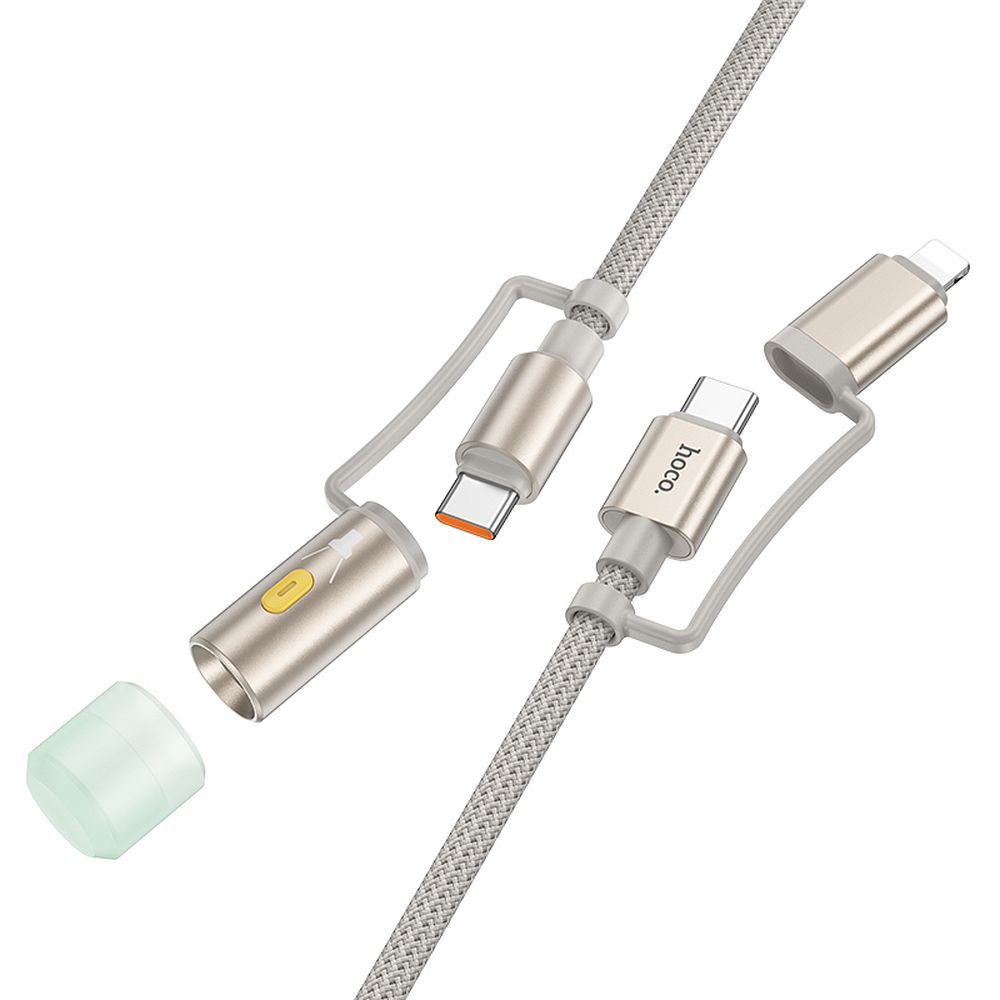 Cavo Dati e Ricarica USB-C / Lightning - USB-C / Led HOCO U138, 60W, 1.2m, Grigio