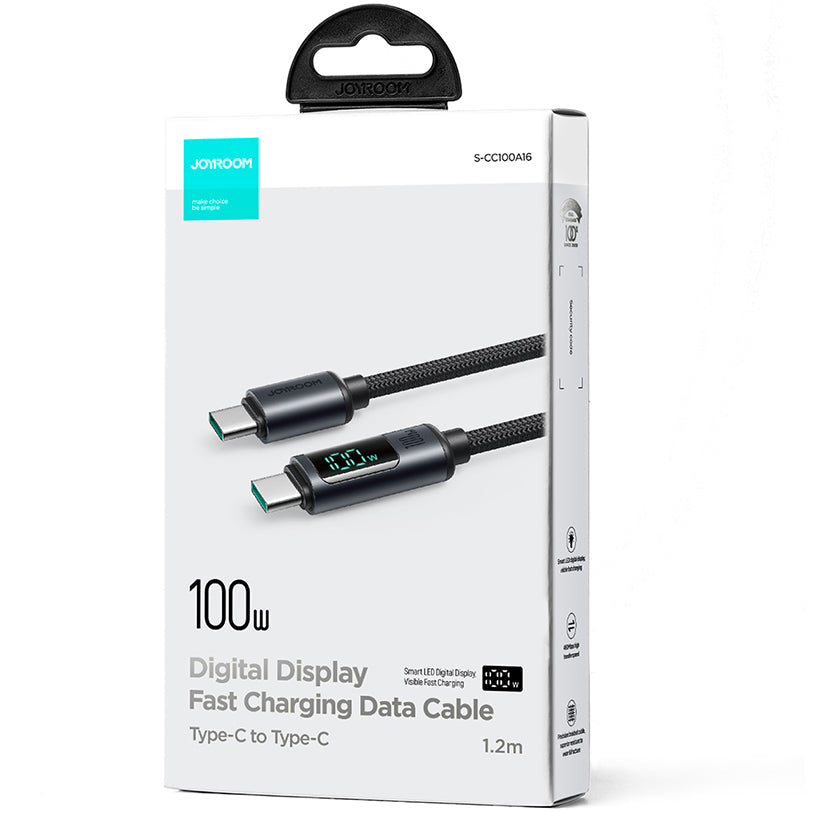 Cavo Dati e Ricarica USB-C - USB-C Joyroom S-A16 Prism Display, 100W, 1.2m, Nero