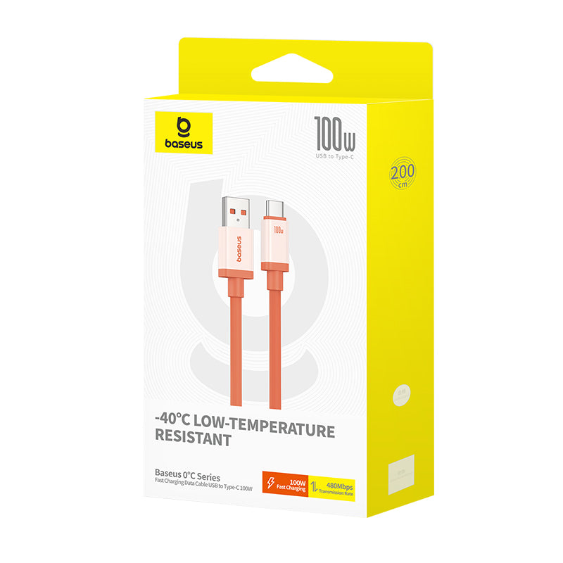 Cavo Dati e Ricarica USB-A - USB-C Baseus Zero Degree Series, 100W, 2m, Rosso