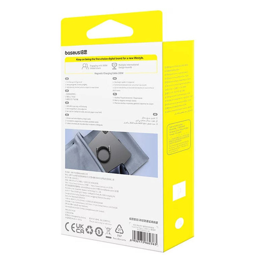 Cavo Dati e Ricarica USB-C - USB-C Baseus Tungsten Gold, 100W, 1m, Nero P10319805111-00