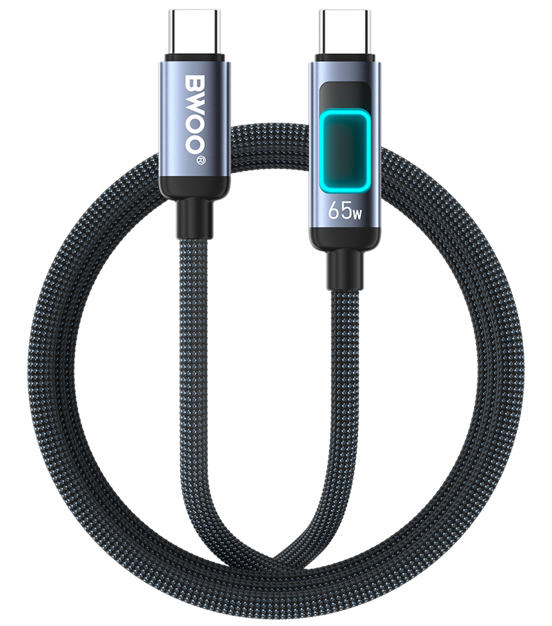 USB-C Data and Charging Cable - USB-C BWOO X324CC Display, 65W, 1m, Black