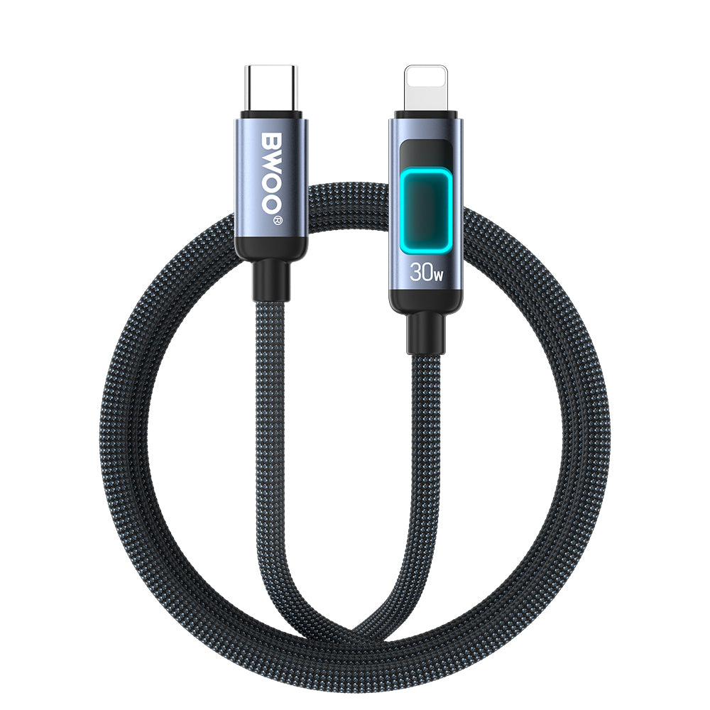 USB-C to Lightning Data and Charging Cable BWOO X324CL Display, 30W, 1m, Black
