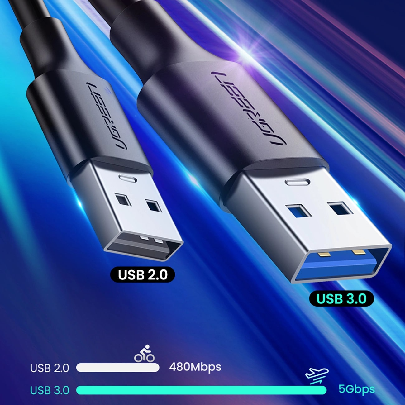 Cavo Dati e Ricarica USB-A - USB-C UGREEN US184, 18W, 0.5m, Nero