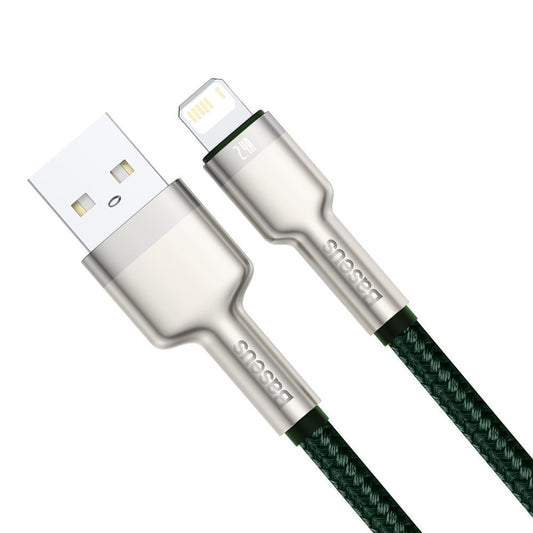 Cavo Dati e Ricarica USB-A - Lightning Baseus Cafule Metal Series, 18W, 2m, Verde CALJK-B06