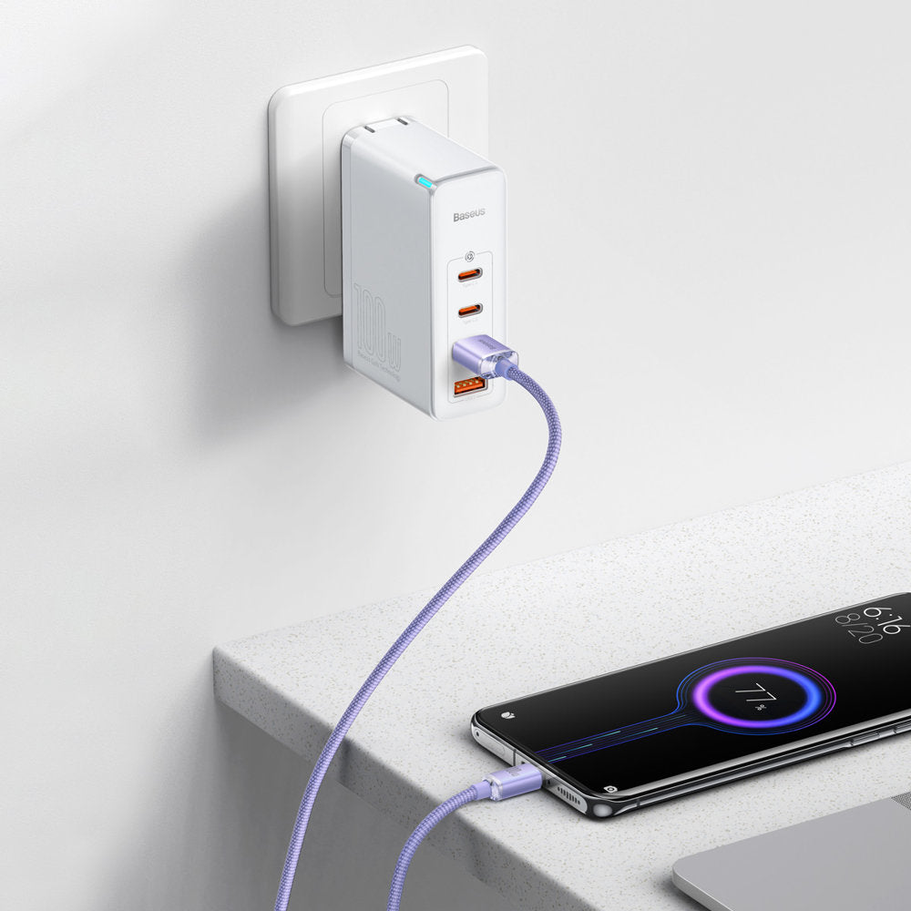 Cavo Dati e Ricarica USB-A - USB-C Baseus Crystal Shine Series, 100W, 2m, Viola CAJY000505