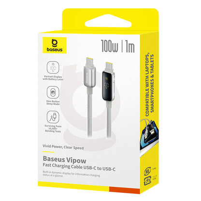 Cavo Dati e Ricarica USB-C - USB-C Baseus Vipow Display, 100W, 1m, Grigio P10381802851-00