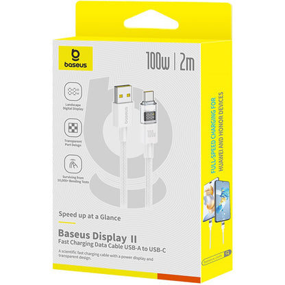 Cavo Dati e Ricarica USB-A - USB-C Baseus Display 2, 100W, 2m, Bianco P10382701211-01
