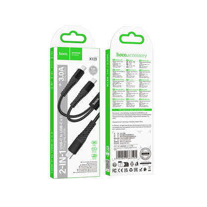 USB-C Charging Cable - 2 x USB-C HOCO X123, 10W, 1m, Black