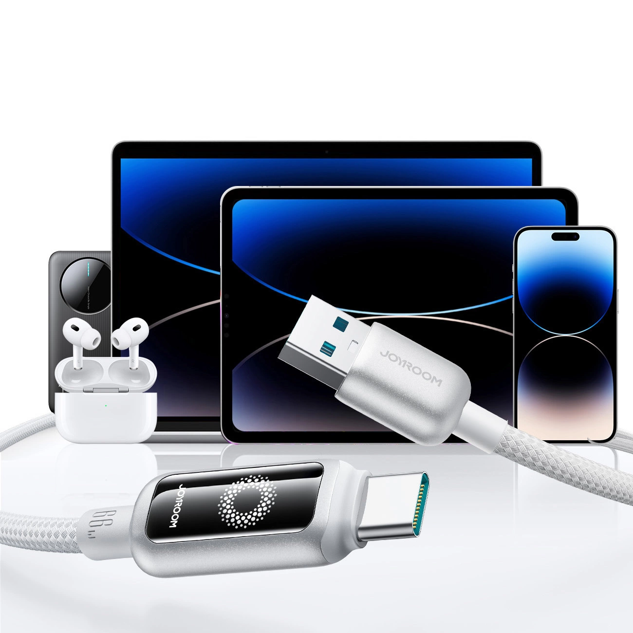 Cavo Dati e Ricarica USB-A - USB-C Joyroom S-A55 StarFlight Display, 66W, 1.2m, Bianco