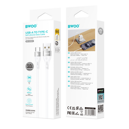 Cavo Dati e Ricarica USB-A - USB-C BWOO X280C, 15W, 1m, Bianco