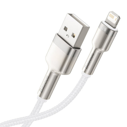 Cavo Dati e Ricarica USB-A - Lightning Baseus Cafule Metal Series, 18W, 2m, Bianco CALJK-B02