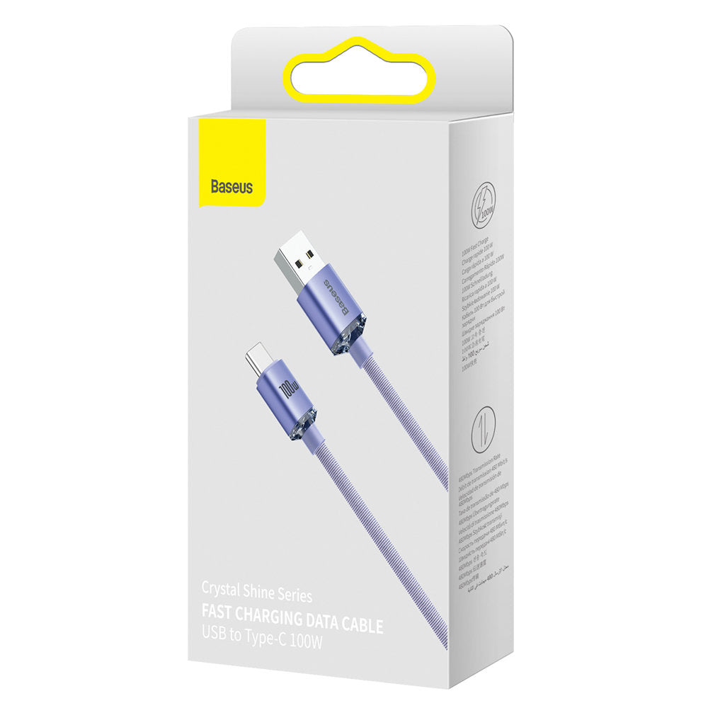 Cavo Dati e Ricarica USB-A - USB-C Baseus Crystal Shine Series, 100W, 2m, Viola CAJY000505