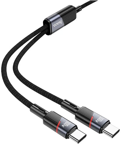Cavo Dati e Ricarica USB-C - 2 x USB-C HOCO U139 2in1, 100W, 1.2m, Nero