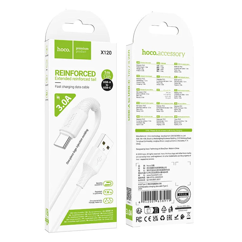 Cavo Dati e Ricarica USB-A - USB-C HOCO X120, 60W, 1m, Bianco