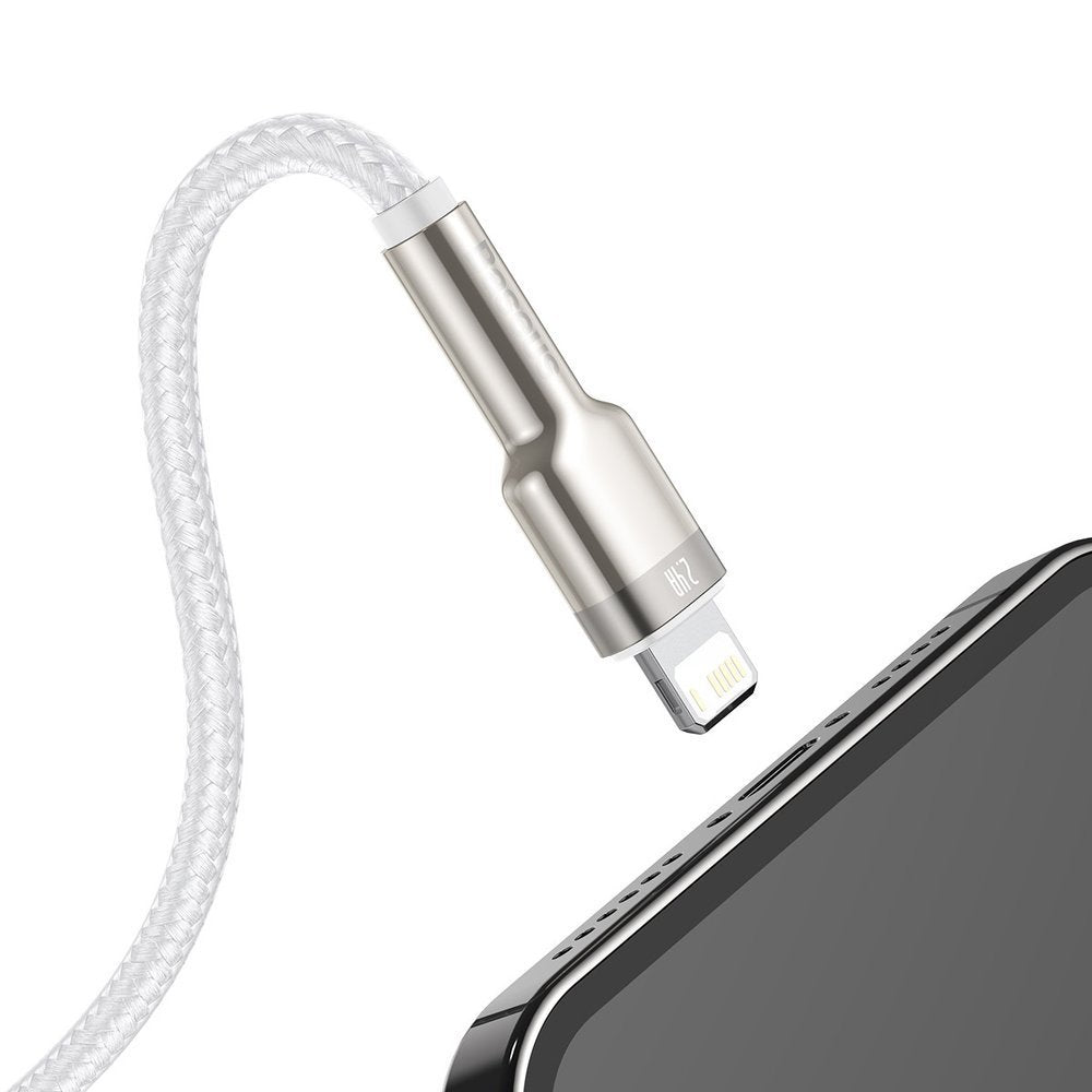 Cavo Dati e Ricarica USB-A - Lightning Baseus Cafule Metal Series, 18W, 2m, Bianco CALJK-B02