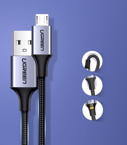 Cavo Dati e Ricarica USB-A - microUSB UGREEN US290, 18W, 2m, Nero