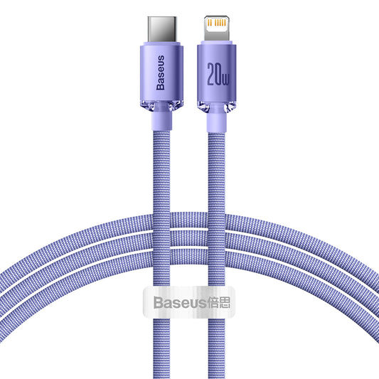 Cavo Dati e Ricarica USB-C - Lightning Baseus Crystal Shine Series, 20W, 1.2m, Viola CAJY000205