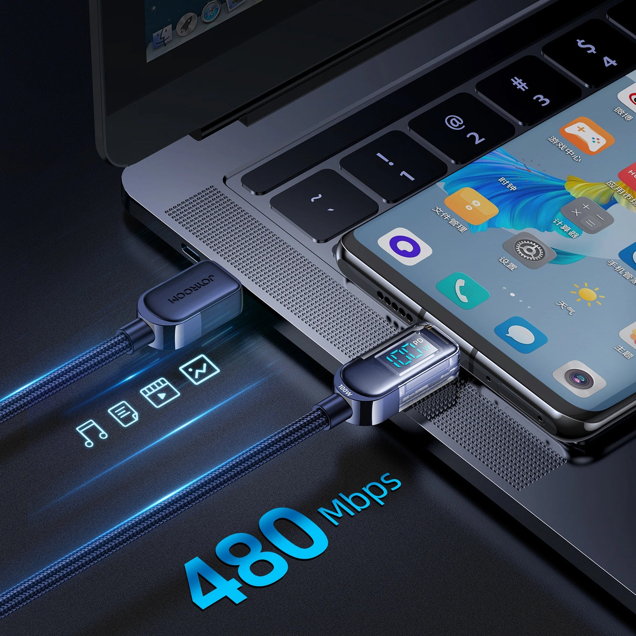 Cavo Dati e Ricarica USB-C - USB-C Joyroom A4 Display, 100W, 1.2m, Blu