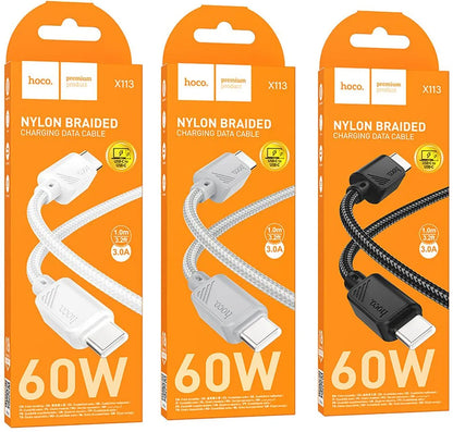 Cavo Dati e Ricarica USB-C - USB-C HOCO X113, 60W, 1m, Nero