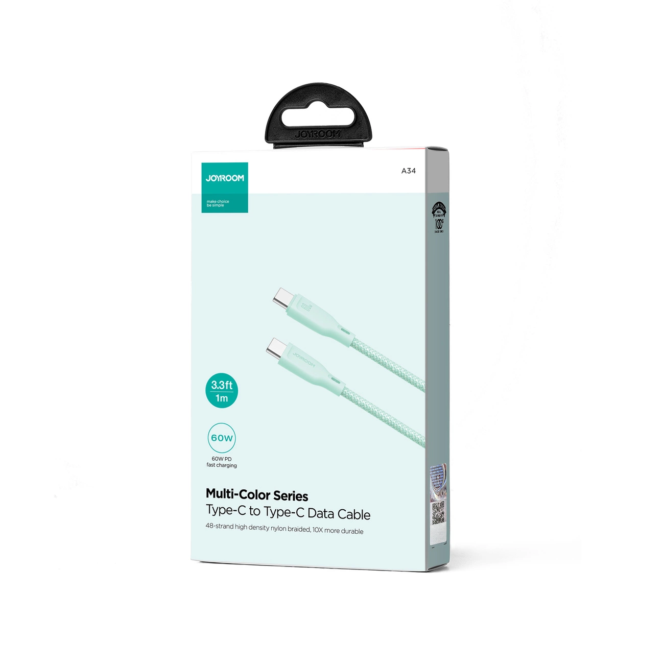 Cavo Dati e Ricarica USB-C - USB-C Joyroom S-A34, 60W, 1m, Verde